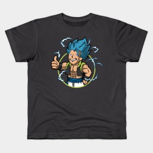 Cool Anime Superhero Warrior Gaming Mascot Parody Kids T-Shirt